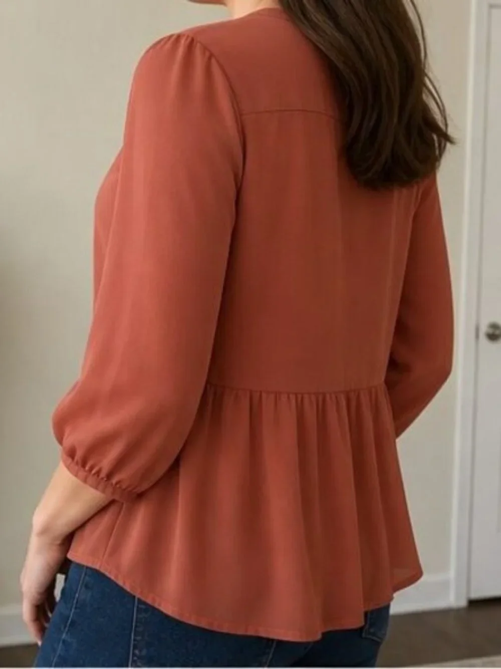 Rust Peplum Top - Picture 3 of 6